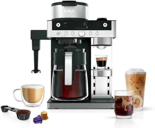 Espressor Ninja – Prestige DualBrew CFN802EU, 19 bar, 1,8 l, 1550W, 2 în 1 pentru cafea la filtru și capsule, negru