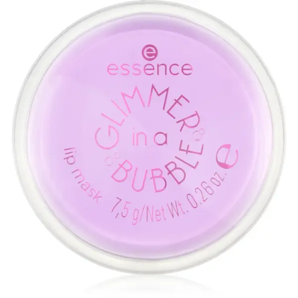 essence GLIMMER IN A BUBBLE mască hidratantă pentru buze cu particule stralucitoare culoare 01 Kiss In A Bubble 7.5 g