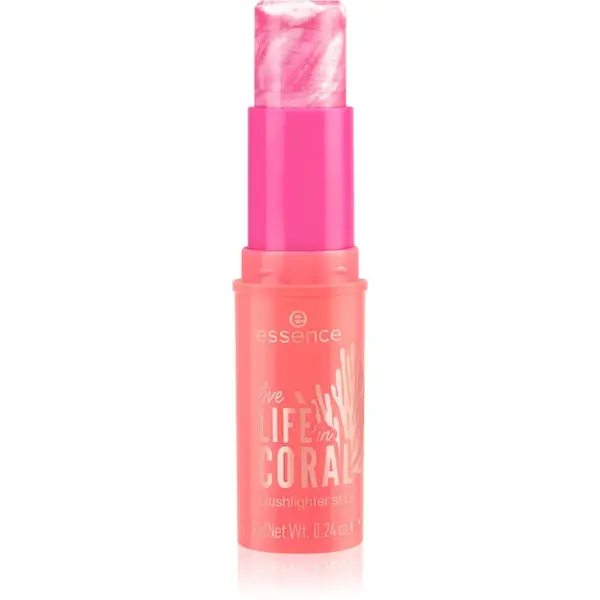 essence LIFE in CORAL blush cu efect iluminator stick culoare 01 Glowin' Coraltastic, Baby! 7 g