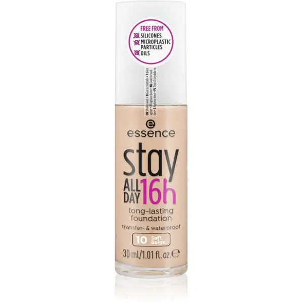 essence Stay ALL DAY 16h machiaj rezistent la apa culoare 10 Soft Beige 30 ml