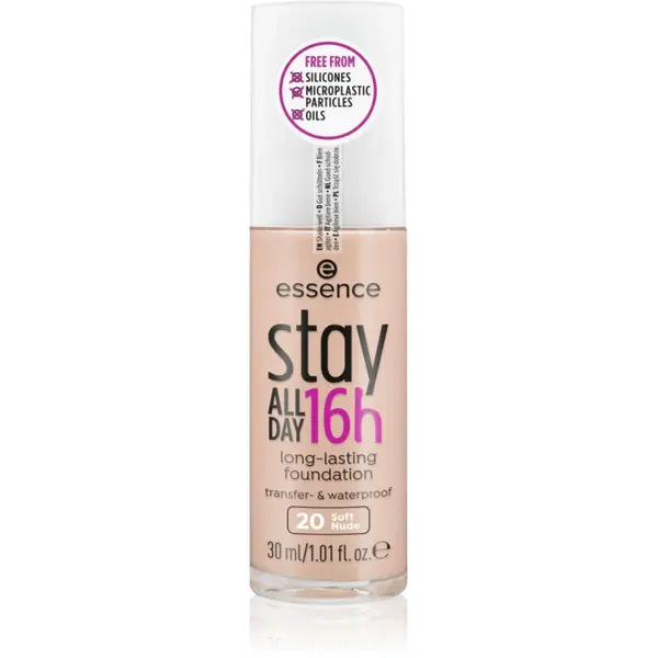 essence Stay ALL DAY 16h machiaj rezistent la apa culoare 20 Soft Nude 30 ml