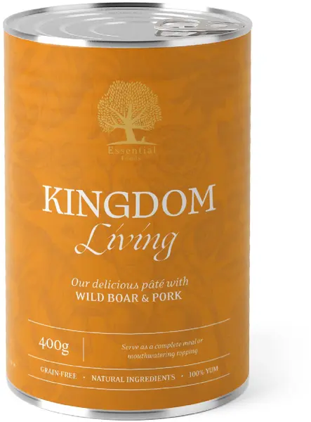 ESSENTIAL KINGDOM Conservă pentru câini adulţi, cu Mistreţ şi Porc 400g