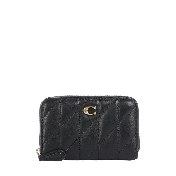 Essential small zip around card case with pillow quilting black