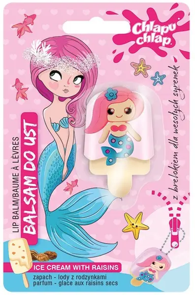 Estetica Balsam de buze pentru copii Mermaid, înghețată și stafide, 4 g + Breloc