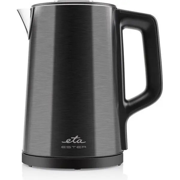 Eta Fierbator electric Eta Ester 4597 90000, 2200W, 1.5 litri, 40 la 100 °C, otel inoxidabil, pereti dubli, Negru