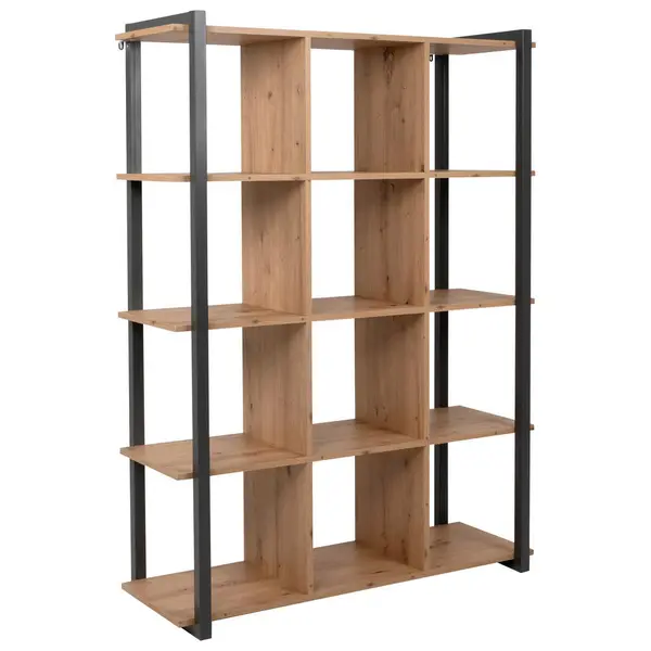 Etajeră, 107/145/39 cm, antracit, culoare lemn stejar,