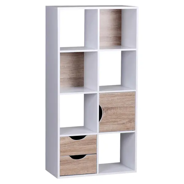 Etajeră, 60/120/29 cm, alb, culoare lemn stejar,