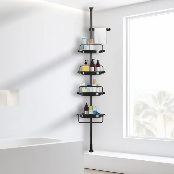 Etajera colt pentru baie si dus, 4 sau 5 rafturi, inaltime reglabila 320 cm, montare pe colt