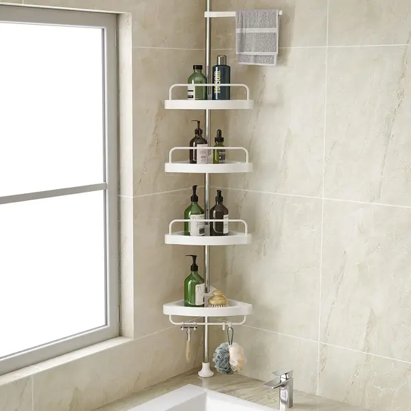 Etajera colt pentru baie si dus, 4 sau 5 rafturi, inaltime reglabila 320 cm, montare pe colt