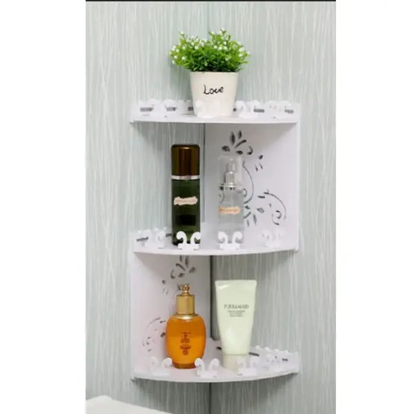 Etajera cu 3 rafturi pentru baie, PVC, culoare Alb, 44.5 x 20 cm