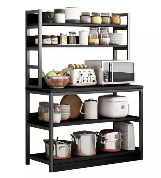 Etajera multifunctionala pentru bucatarie 120x35x158 cm NEAGRA