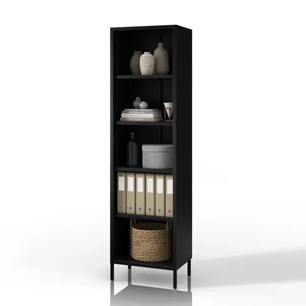 Etajera neagra metalica pentru carti MARIO Modern 500 x 1800 x 350 mm Etajeră neagră metalică pentru cărți MARIO Modern 500 x 1800 x 350 mm