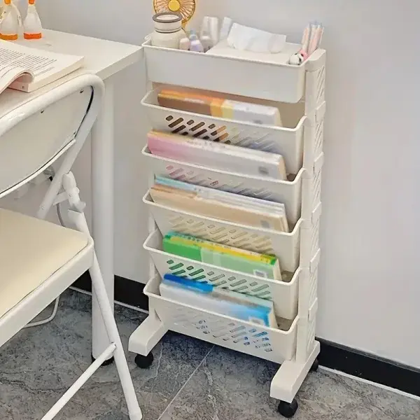 Etajera pliabila cu 5 rafturi pentru carti si obiecte de birou