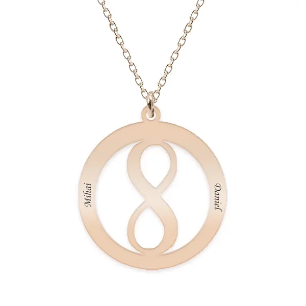 Eternity - Colier personalizat infinit in cerc din argint 925 placat cu aur roz