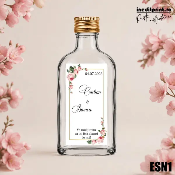 Eticheta personalizata pentru sticla de nunta ESN1 5x10cm-Dreptunghi