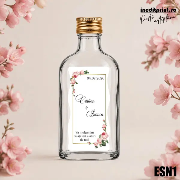 Eticheta personalizata pentru sticla de nunta ESN1 5x10cm-Ondulat
