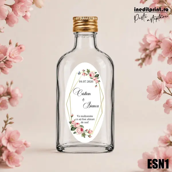 Eticheta personalizata pentru sticla de nunta ESN1 5x10cm-Oval