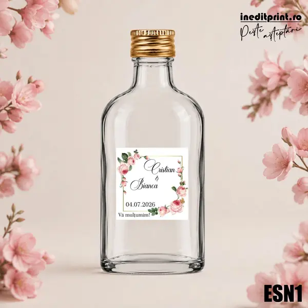 Eticheta personalizata pentru sticla de nunta ESN1 5x5cm-Patrat
