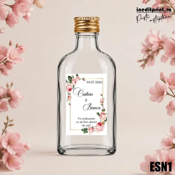 Eticheta personalizata pentru sticla de nunta ESN1 5x7.5cm-Dreptunghi
