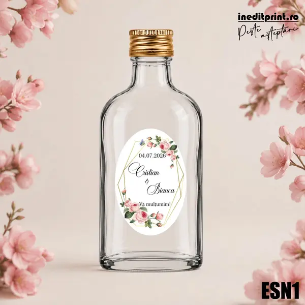 Eticheta personalizata pentru sticla de nunta ESN1 5x7.5cm-Oval
