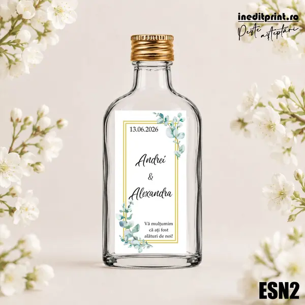 Eticheta personalizata pentru sticla de nunta ESN2 5x10cm-Dreptunghi