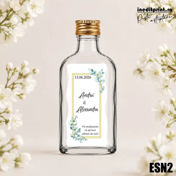 Eticheta personalizata pentru sticla de nunta ESN2 5x10cm-Ondulat