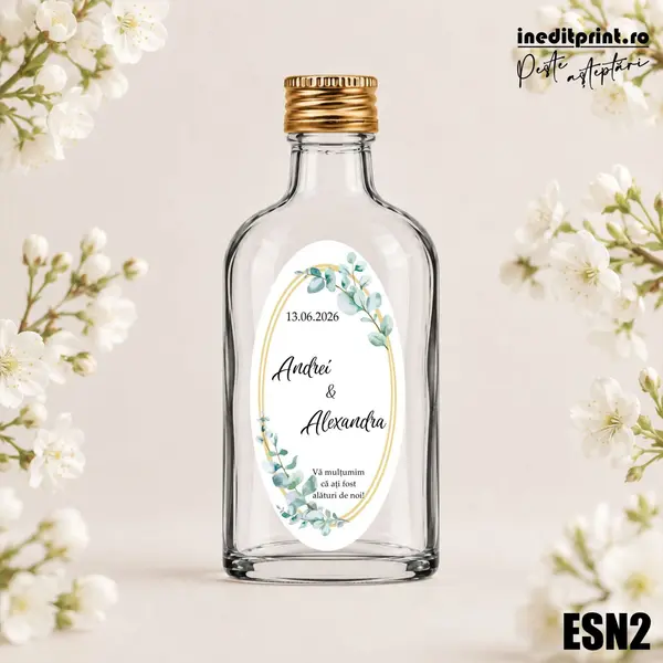 Eticheta personalizata pentru sticla de nunta ESN2 5x10cm-Oval