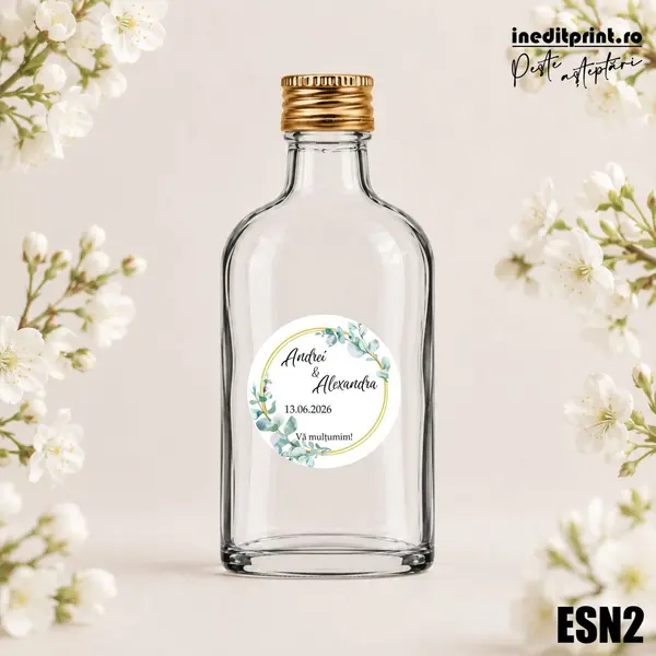 Eticheta personalizata pentru sticla de nunta ESN2 5x5cm-Cerc