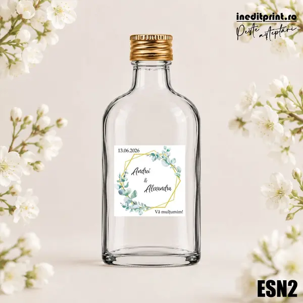 Eticheta personalizata pentru sticla de nunta ESN2 5x5cm-Patrat