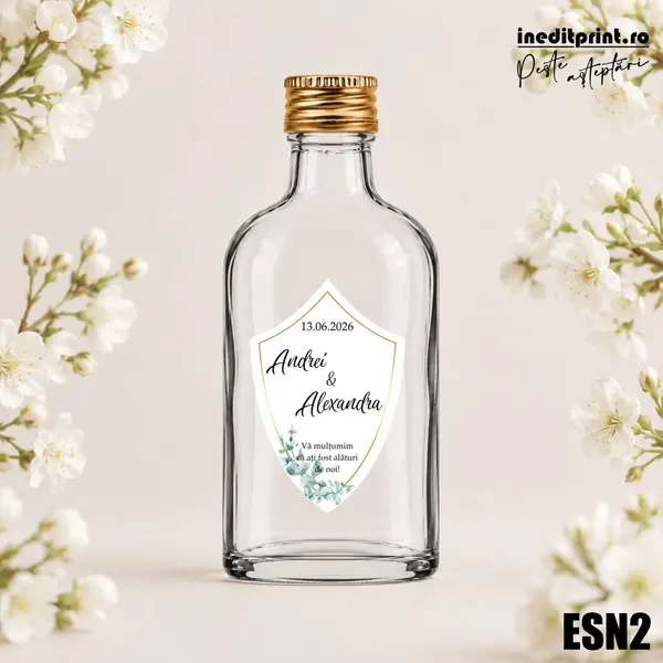 Eticheta personalizata pentru sticla de nunta ESN2 5x7.5cm-Scut