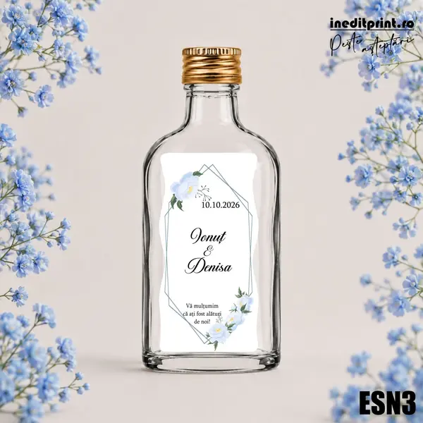 Eticheta personalizata pentru sticla de nunta ESN3 5x10cm-Ondulat