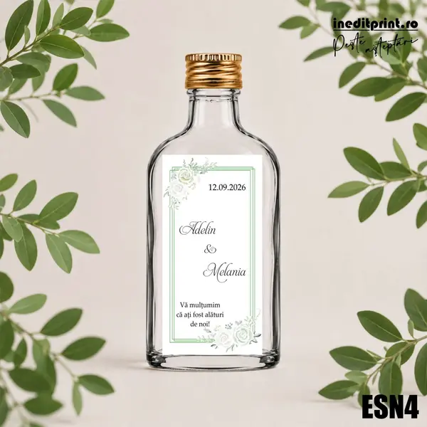 Eticheta personalizata pentru sticla de nunta ESN4 5x10cm-Dreptunghi