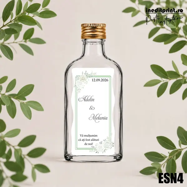 Eticheta personalizata pentru sticla de nunta ESN4 5x10cm-Ondulat