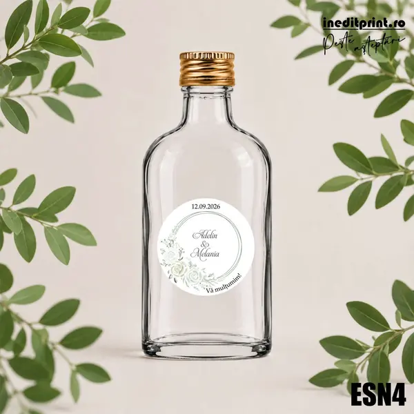 Eticheta personalizata pentru sticla de nunta ESN4 5x5cm-Cerc