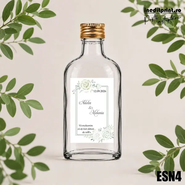Eticheta personalizata pentru sticla de nunta ESN4 5x7.5cm-Dreptunghi