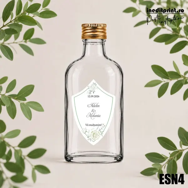 Eticheta personalizata pentru sticla de nunta ESN4 5x7.5cm-Scut