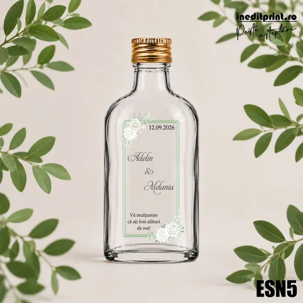 Eticheta personalizata pentru sticla de nunta ESN5 5x10cm-Ondulat