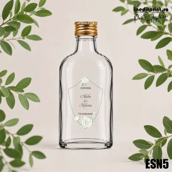 Eticheta personalizata pentru sticla de nunta ESN5 5x7.5cm-Scut