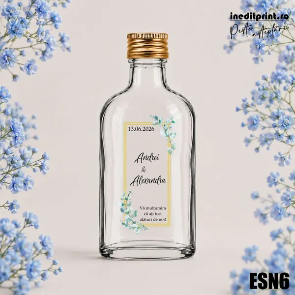 Eticheta personalizata pentru sticla de nunta ESN6 5x10cm-Ondulat