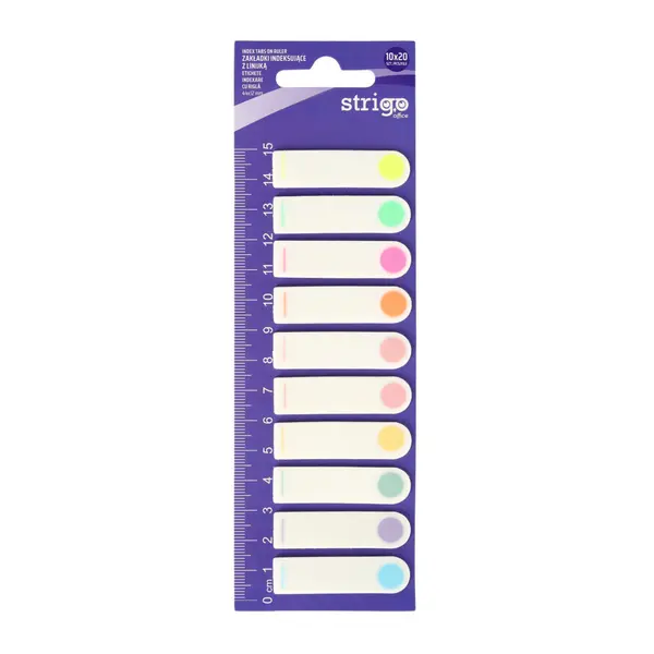 Etichete Indexare cu rigla 10 20 file, 10 culori Pastel, 44x12mm