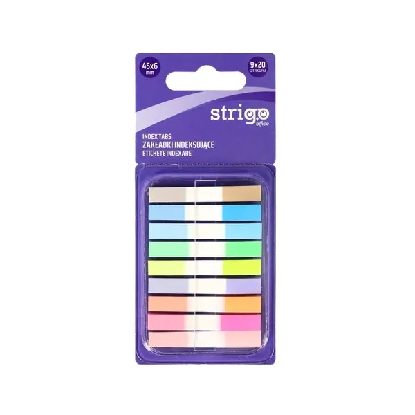 Etichete Indexare Strigo adezive, 9x20 file mix culori, 45x6 mm