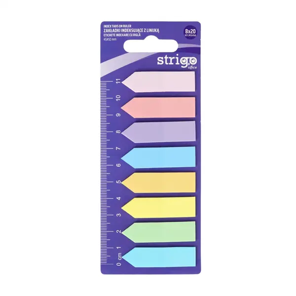 Etichete Indexare Strigo cu rigla 8x20 file, culori Pastel, 45x12mm