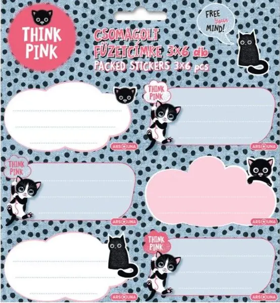Etichete pentru elevi Ars Una - Think Pink, 18 buc.