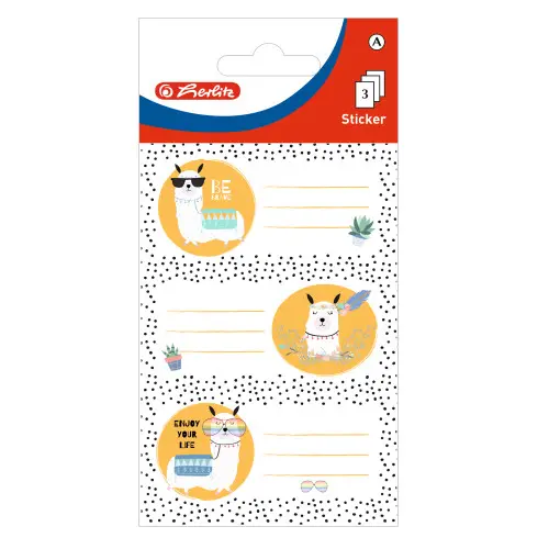 Etichete scolare autoadezive, 9buc/set, llama, Herlitz