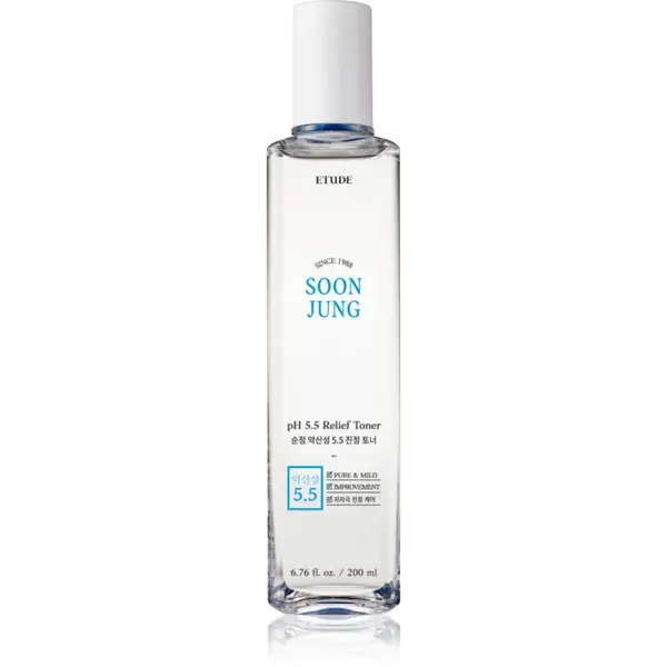 ETUDE SoonJung pH 5.5 Relief Toner tonic facial cu efect calmant pentru regenerarea și reînnoirea pielii 200 ml