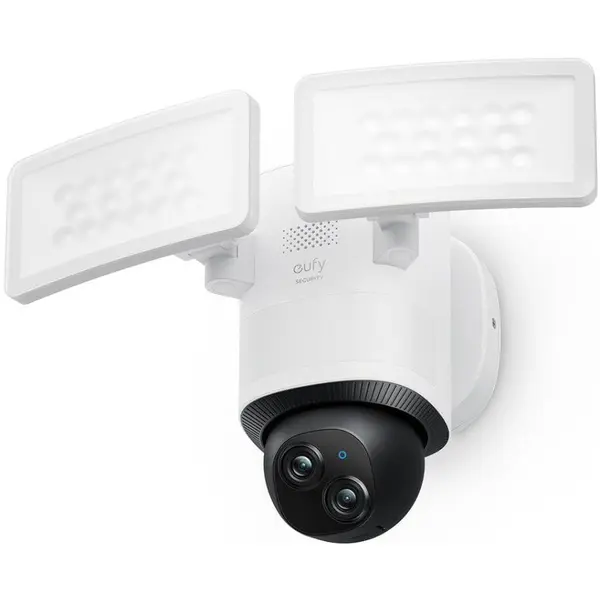 eufy Camera supraveghere video eufy Edge 2 FloodLight E340, 360° Pan&Tilt, 2000 Lumen, 3K Full HD, audio bidirectional, iluminare smart, Alb