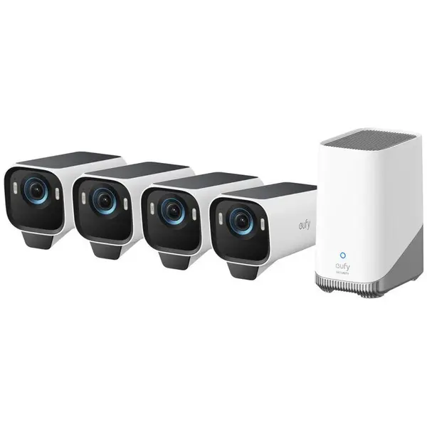 eufy Kit supraveghere video eufy eufyCam S3 Pro, 4K, Wireless, cu panou solar integrat