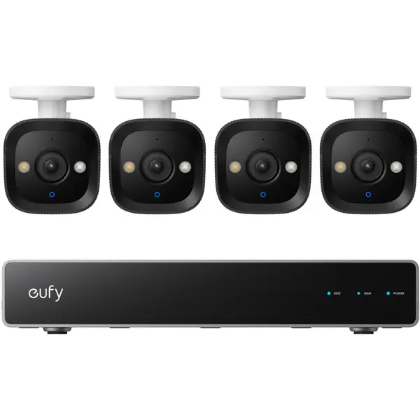 eufy Kit supraveghere video eufy Security NVR PoE E40, Rezolutie 4K, Night Vision Color, IP67, AI, 4 camere bullet