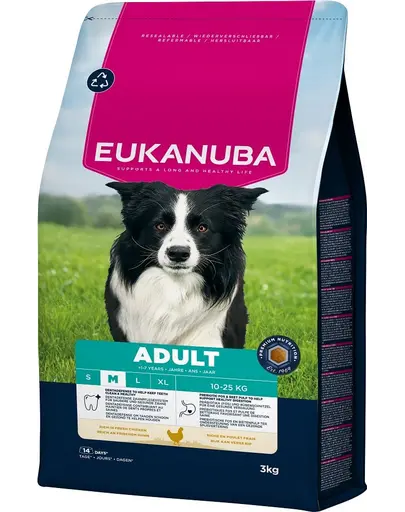 EUKANUBA Adult Medium Breeds Chicken 3 kg hrană câini rase medii cu pui