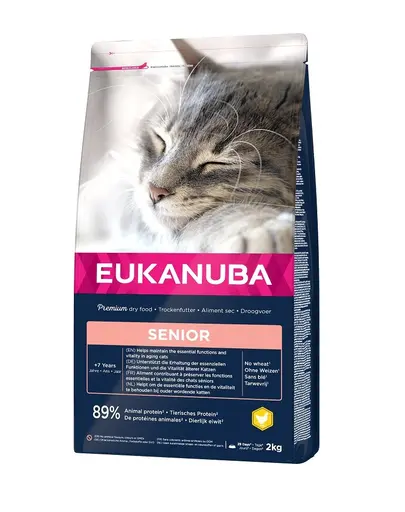 EUKANUBA Cat Senior All Breeds Top Condition Chicken & Liver Hrana uscata pentru pisici senior, cu pui si curcan 2 kg